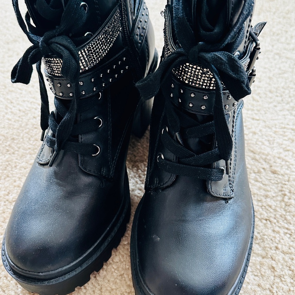 Chunky Sparkle Platform Healed Boots